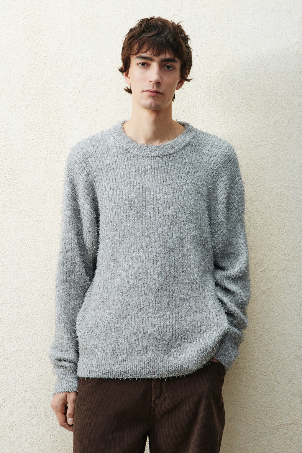 Джемпер вязаный пушистый - цвет серый - 3